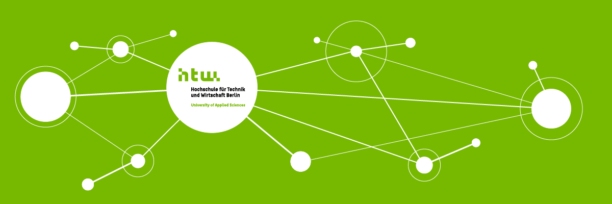 Netzwerk Grafik mit HTW-Logo in der Mitte